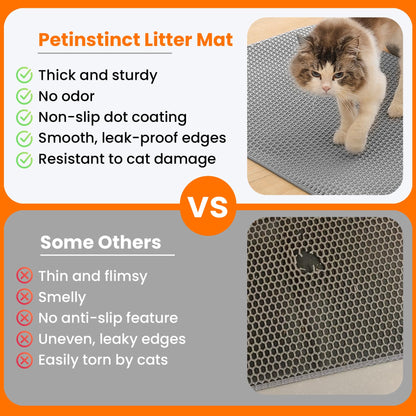 Petinstinct Extra Large Cat Litter Mat, Honeycomb Double Layer Mat
