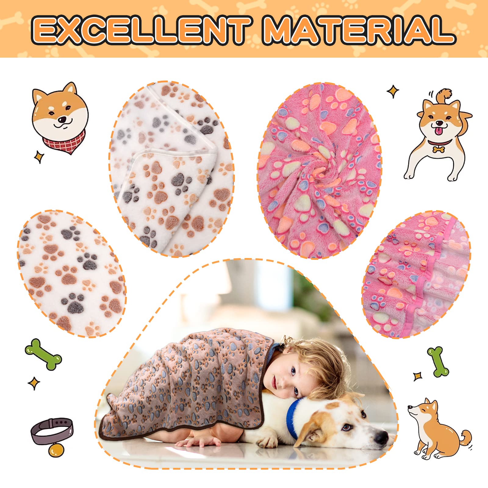 Rezutan Dog Blankets for Large Dogs, Upgraded 3 Pack Dogs Cat Crate