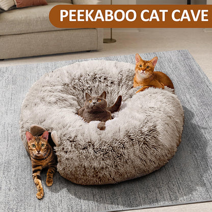Cat Tunnel with Cat Bed for Indoor Cats, Soft Plush Peekaboo Cat Cave