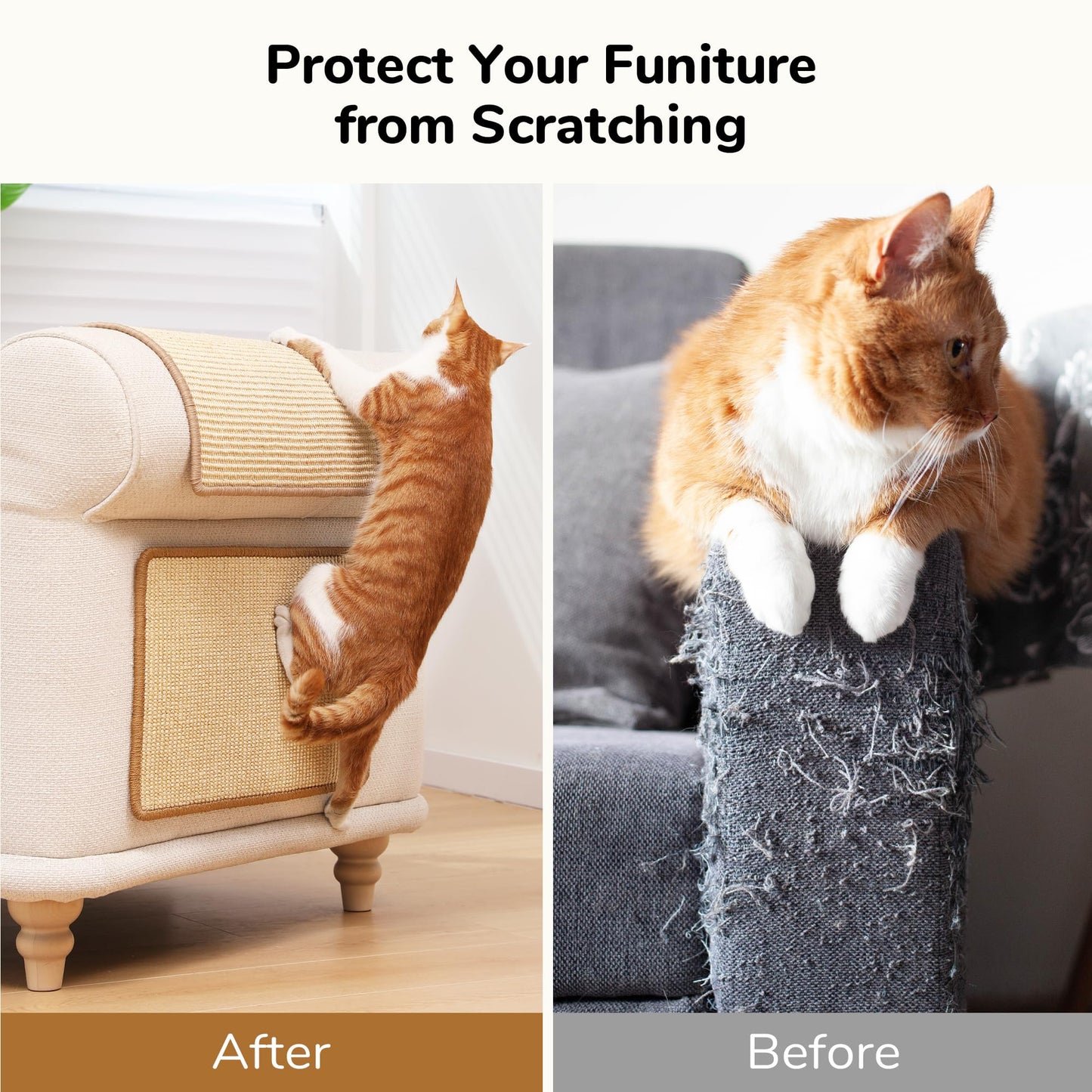 FUKUMARU 2 Packs Cat Scratching Mat, Natural Sisal Cat Scratch Pad