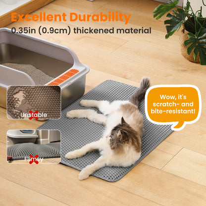 Petinstinct Extra Large Cat Litter Mat, Honeycomb Double Layer Mat