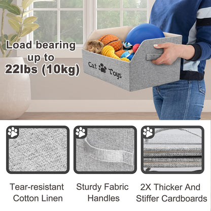 LOVSTORAGE 2X Thicker Large Cat Toy Bin Collapsible Cat Toy Box Bed