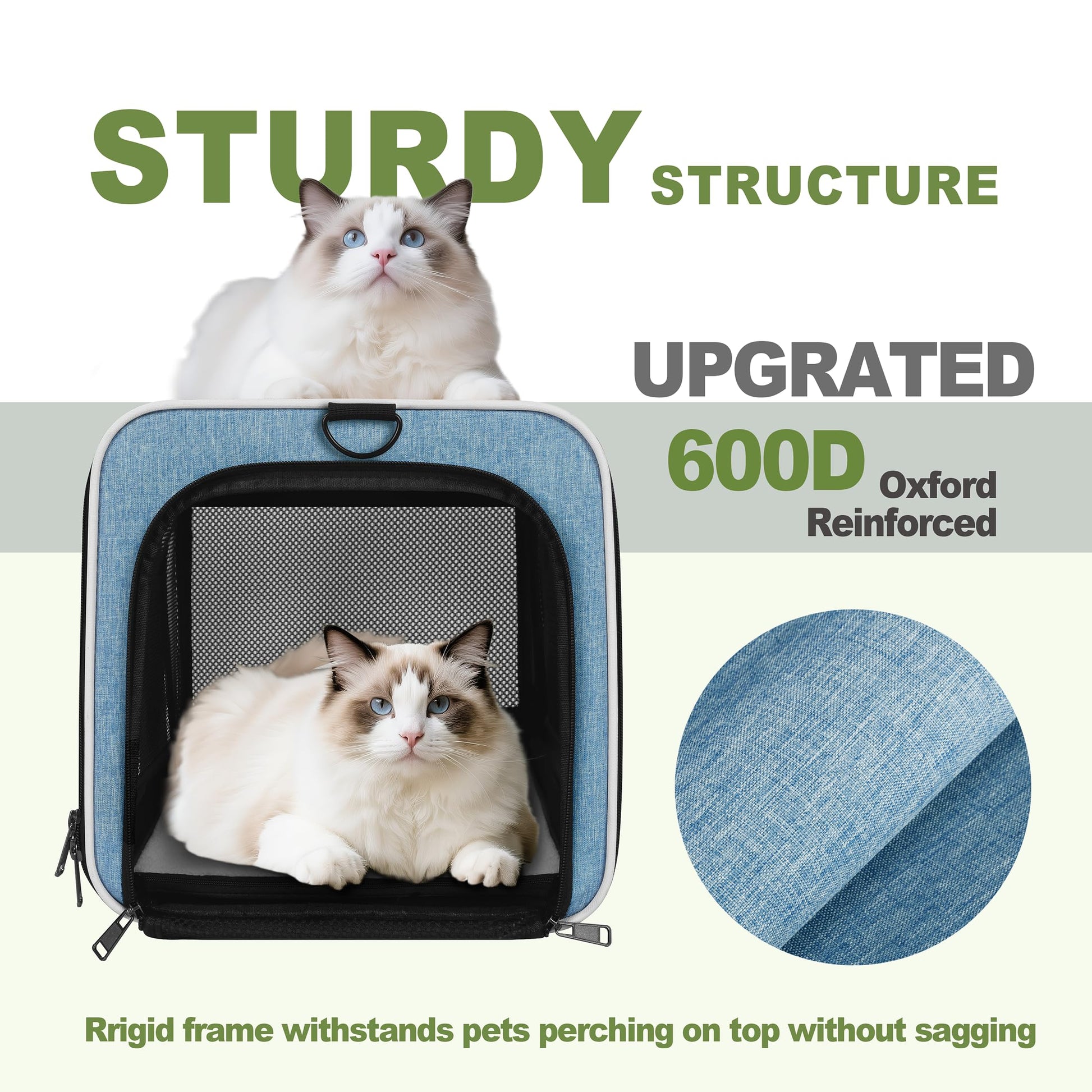 GAPZER Cat Carrier 18 x 11 x 11 Top Loading Soft-Sided Pet Travel Bag