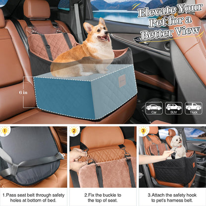 INDYBUD Dog Car Seat for Small/Medium Dogs, Memory Foam Dog Seat