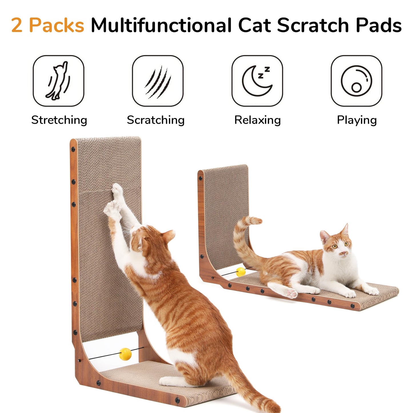 FUKUMARU Cat Scratcher, Cat Scratch Pad for Indoor Cats, L Shaped Pad