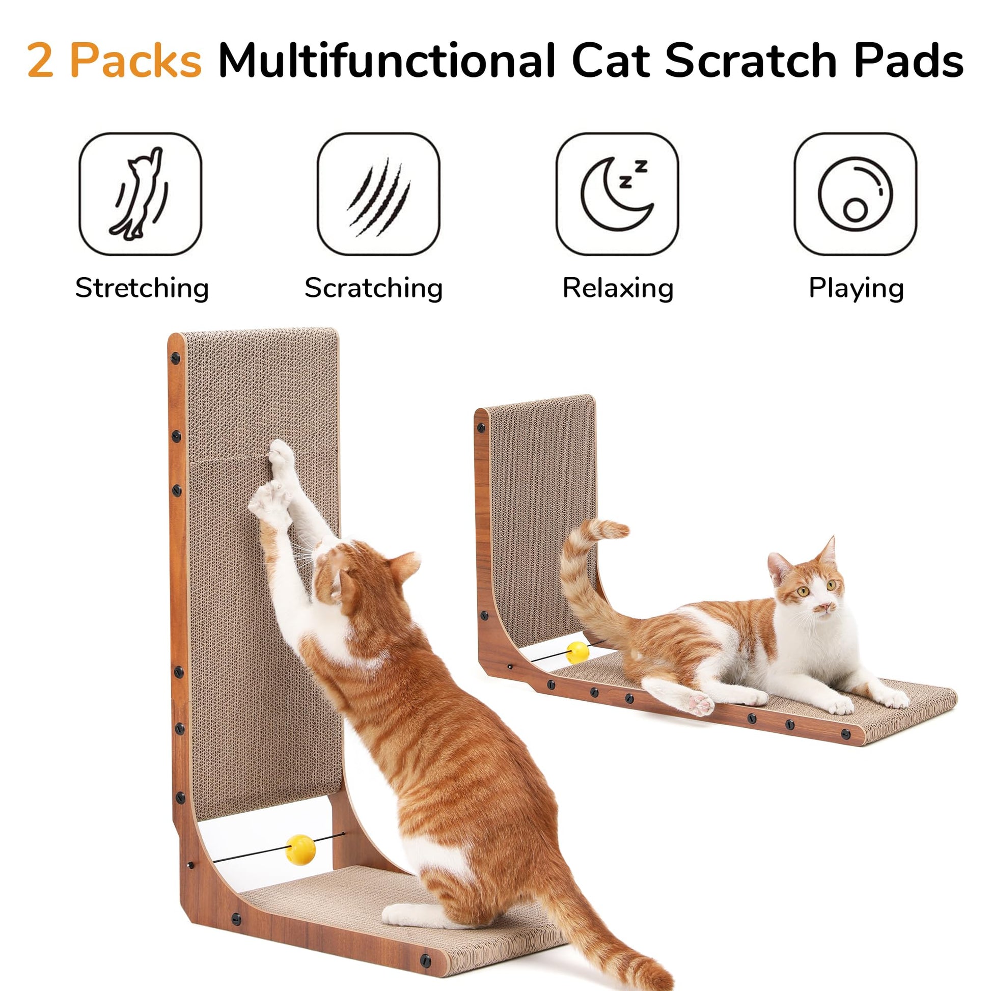 FUKUMARU Cat Scratcher, Cat Scratch Pad for Indoor Cats, L Shaped Pad