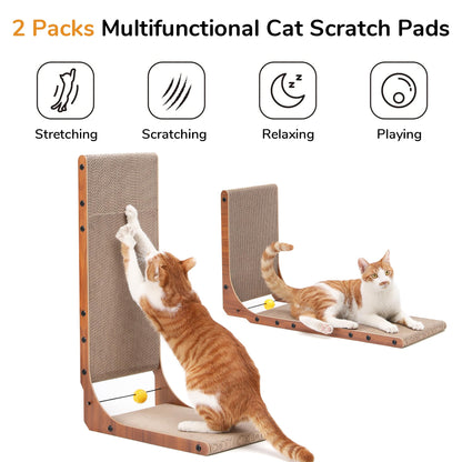 FUKUMARU Cat Scratcher, Cat Scratch Pad for Indoor Cats, L Shaped Pad