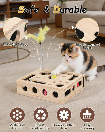 Cat Toys for Indoor Cats Interactive Box Puzzle Toy Nail Scratcher