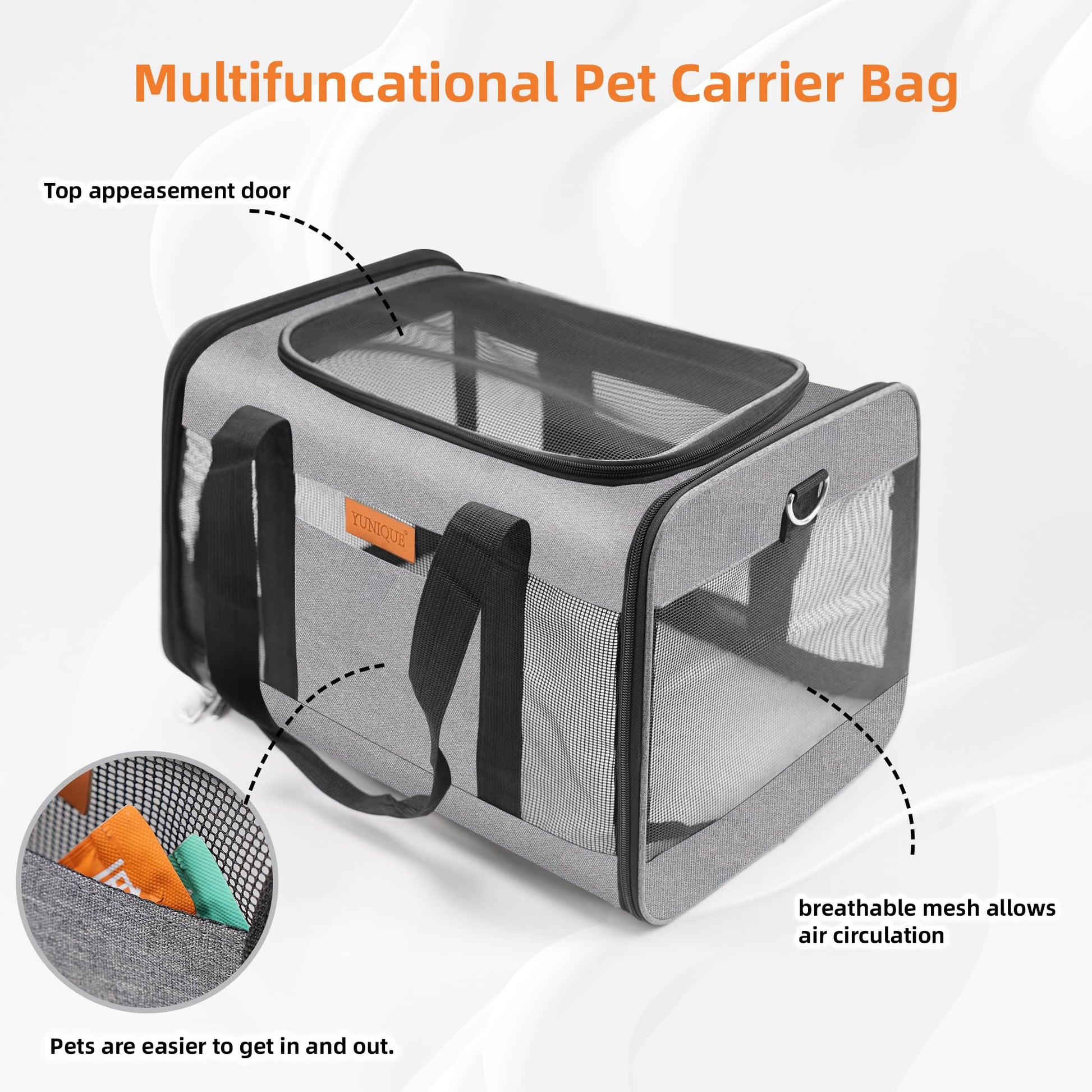 YUNIQUE Soft-Sided Cat Dog Carrier for Pets Up to Airline Carrier