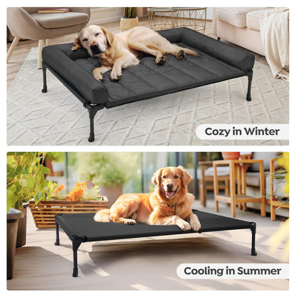 Veehoo Cooling Elevated Dog Bed Add Removable Waterproof Bolster Bed