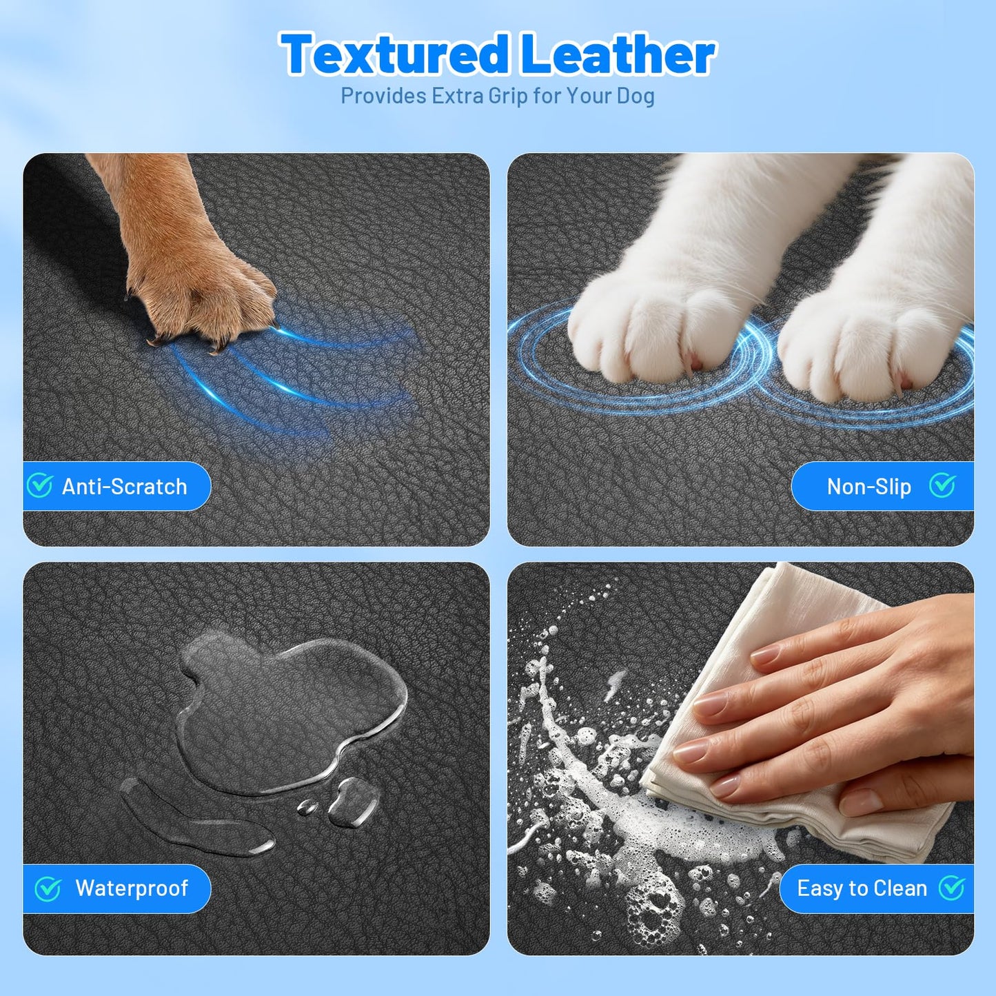 Dog Car Seat Cover for Back Seat with Hard Bottom, PU Leather Seat