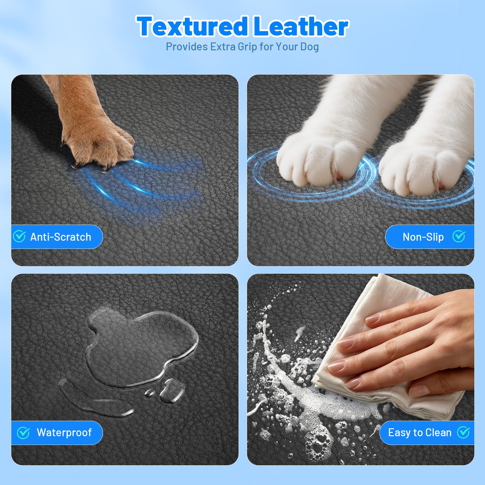 Dog Car Seat Cover for Back Seat with Hard Bottom, PU Leather Seat