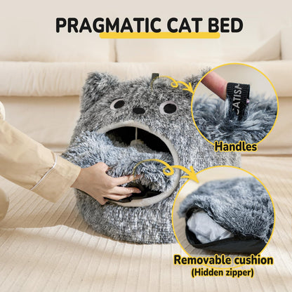 CATISM Cat Bed, Cat Beds for Indoor Cats Kitten Bed Cave Washable Bed