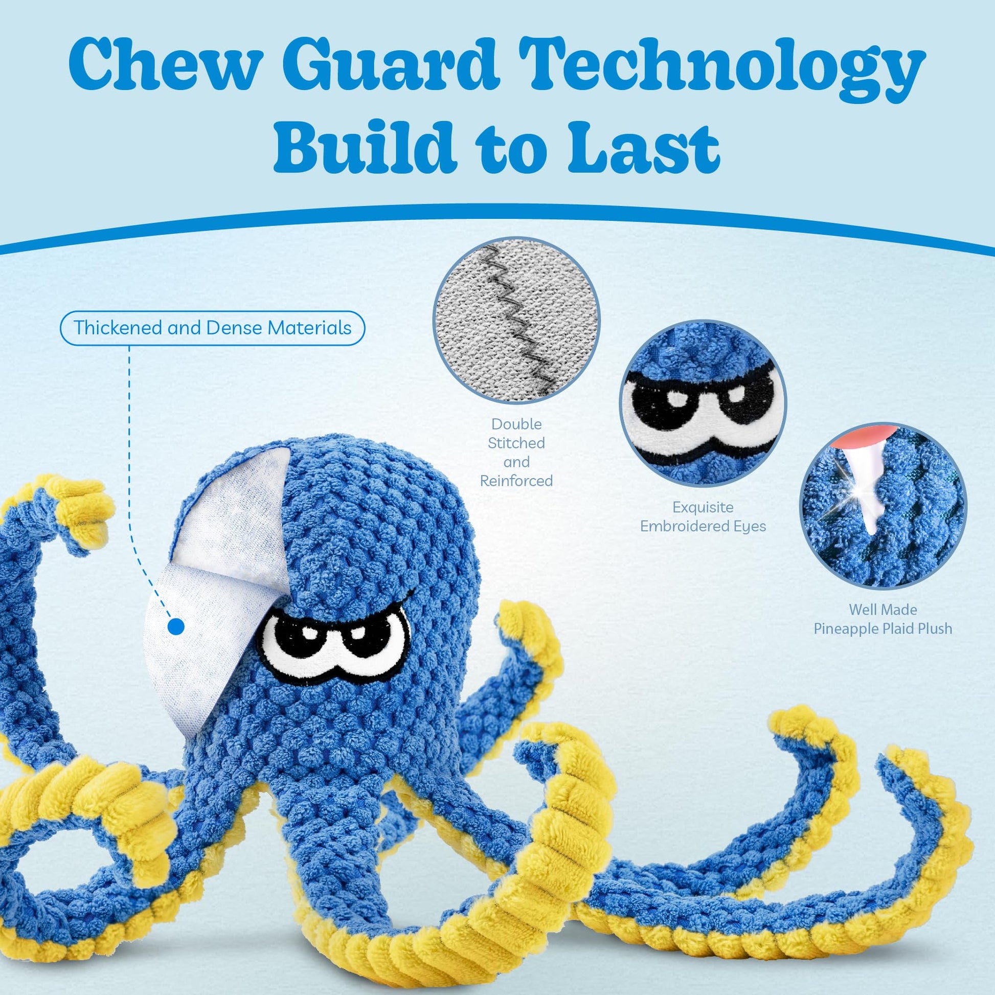 Interactive Dog Toys Octopus, 4 Pack Squeaky Hide And Seek Plush
