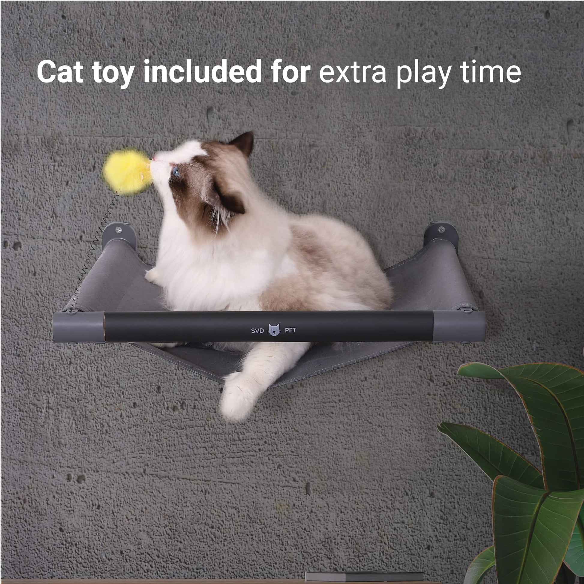 SVD.PET Cat Hammock Wall Mounted with Toy, Soft Padded Comfortable Toy