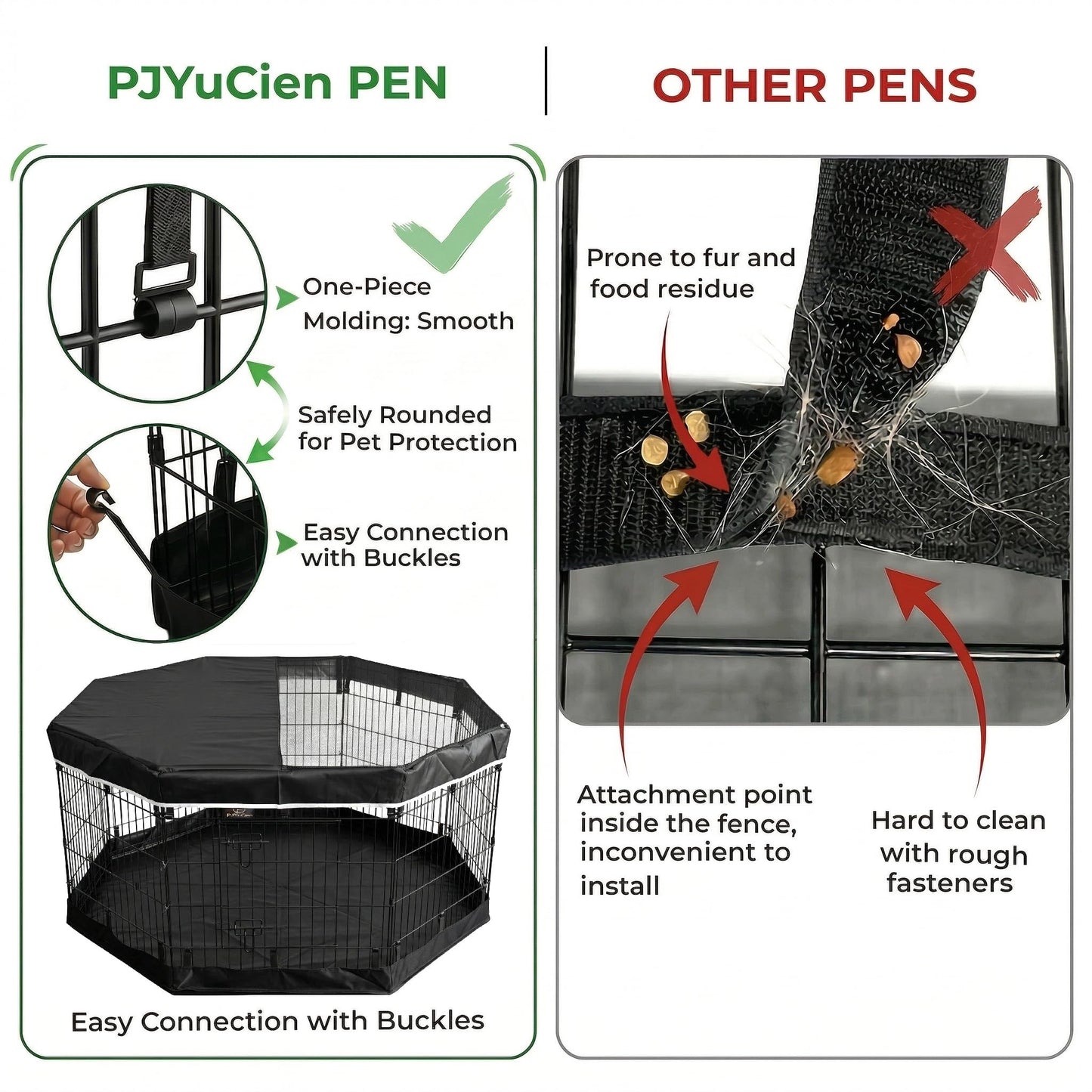 PJYuCien Dog Playpen with Top Cover and Bottom Pad Metal Cover
