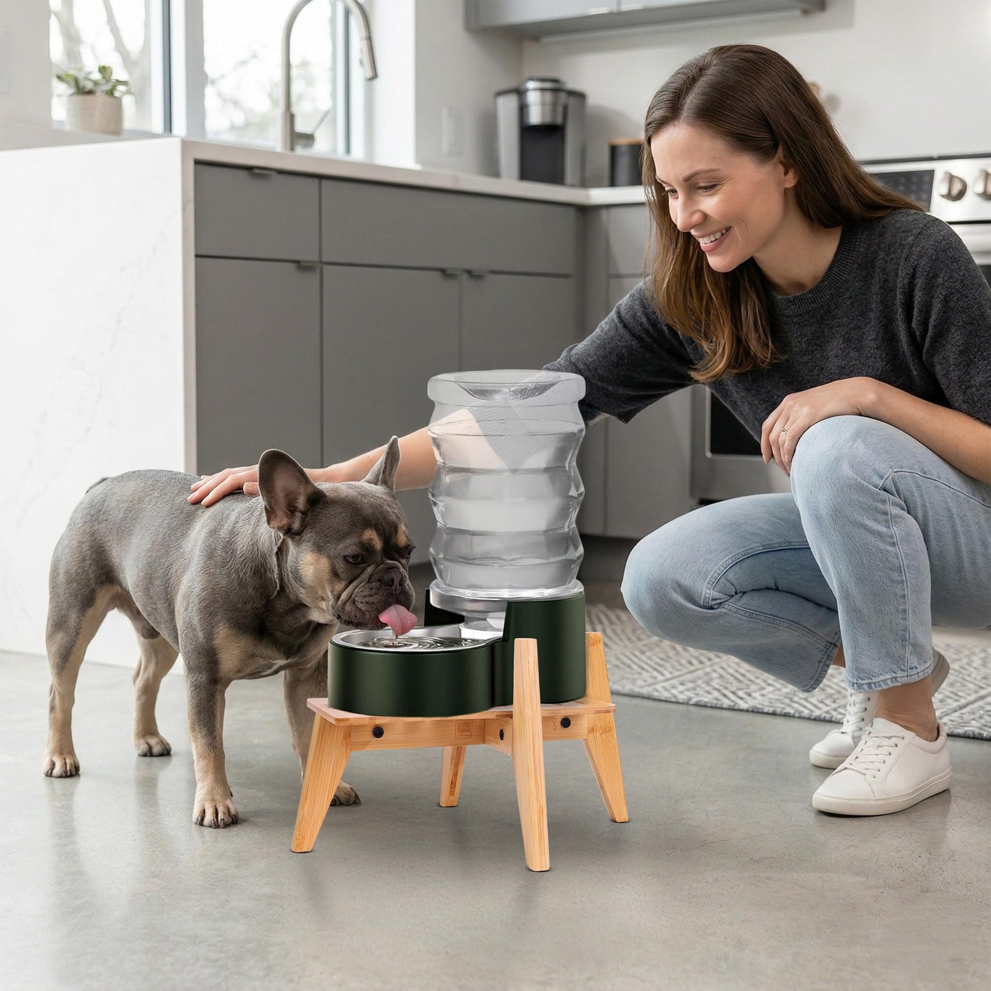 Dog Water Bowl Dispenser Stand for Medium Breeds Elevated Raised Bowl