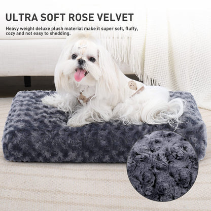 KSIIA Washable Dog Bed Deluxe Plush Dog Crate Beds Comfy Kennel Bed