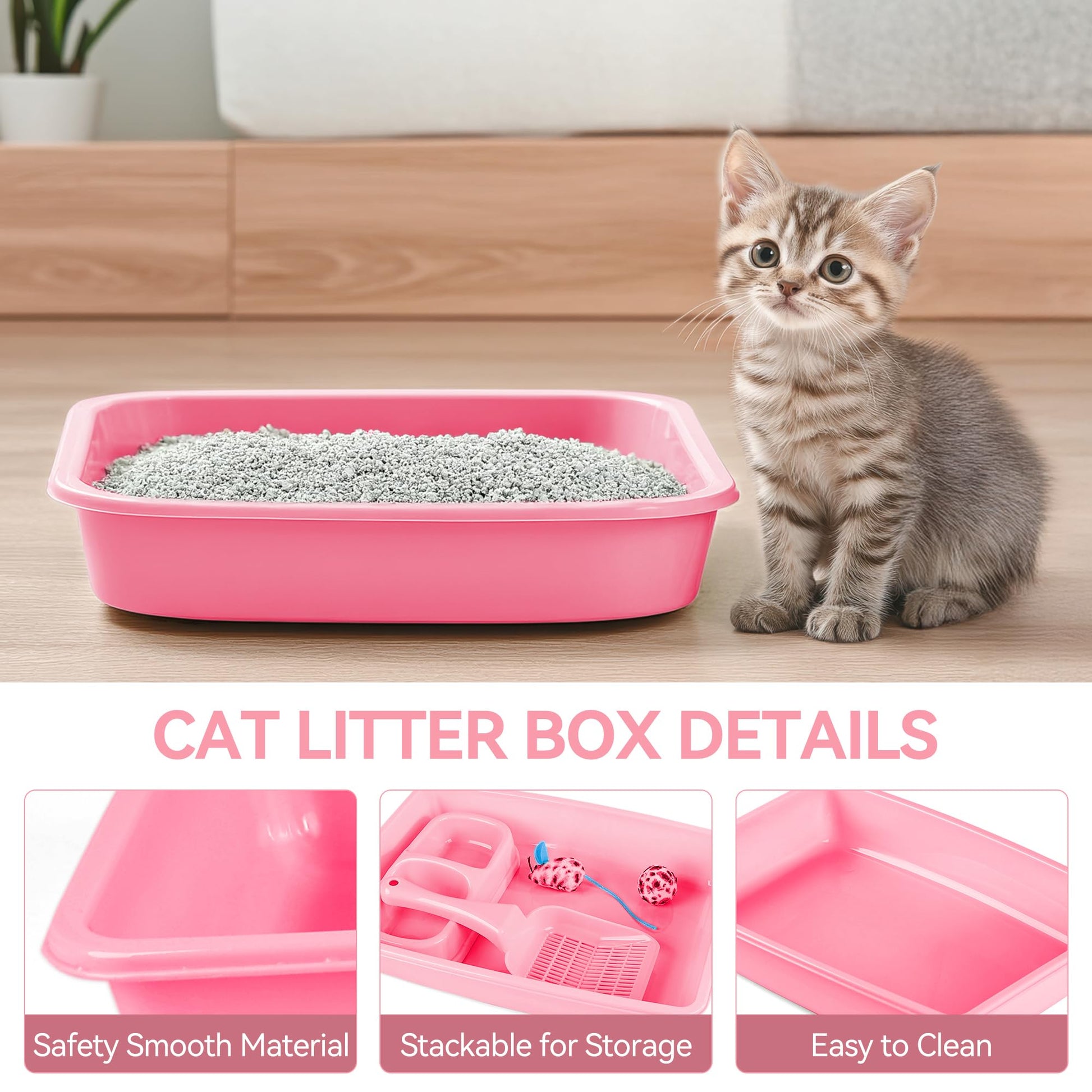PAWISE Cat Litter Box Set, Small Kitten Starter Kit, Includes Litter