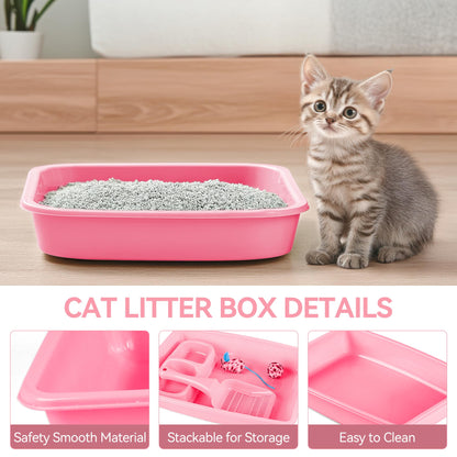 PAWISE Cat Litter Box Set, Small Kitten Starter Kit, Includes Litter
