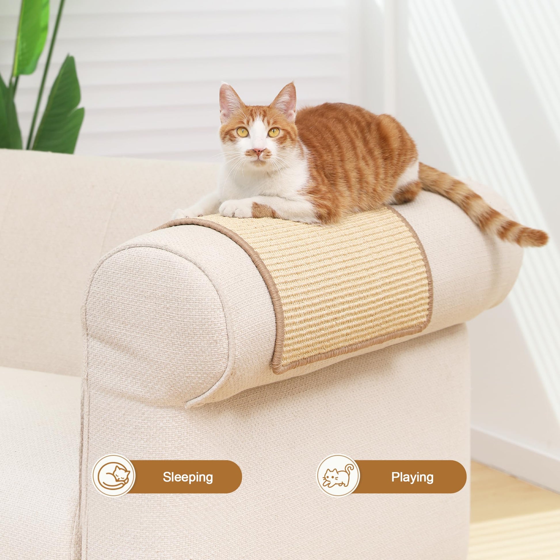 FUKUMARU 2 Packs Cat Scratching Mat, Natural Sisal Cat Scratch Pad