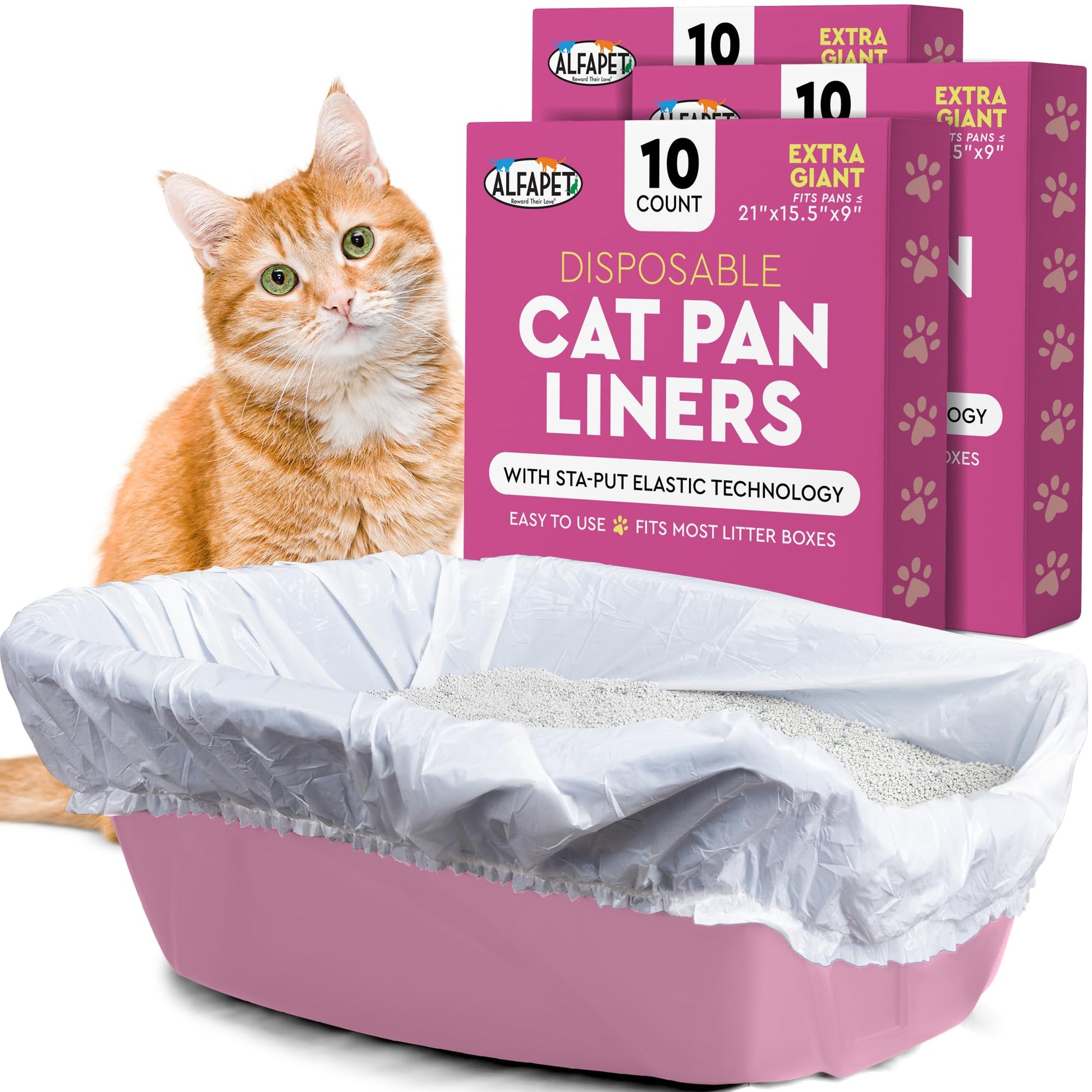Alfapet Elastic Cat Litter Box Liners Extra Giant 30 Count Box