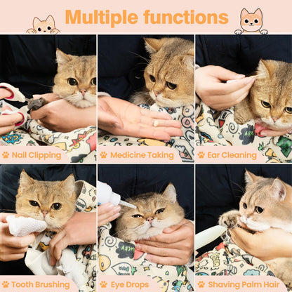 CKNCY 35.5" Cat Grooming Wrap Cat Wrap for Cutting Nails Cat Tool