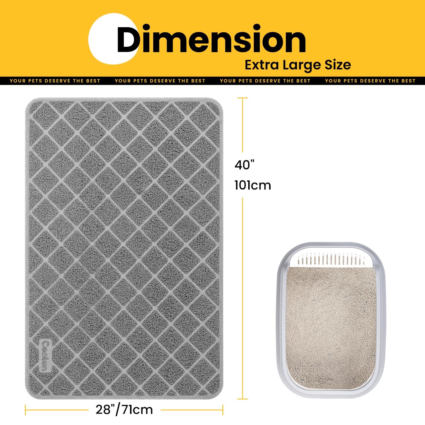 Conlun Cat Litter Mat Litter Trapping Mat, 40" x 28" Durable PVC Mat