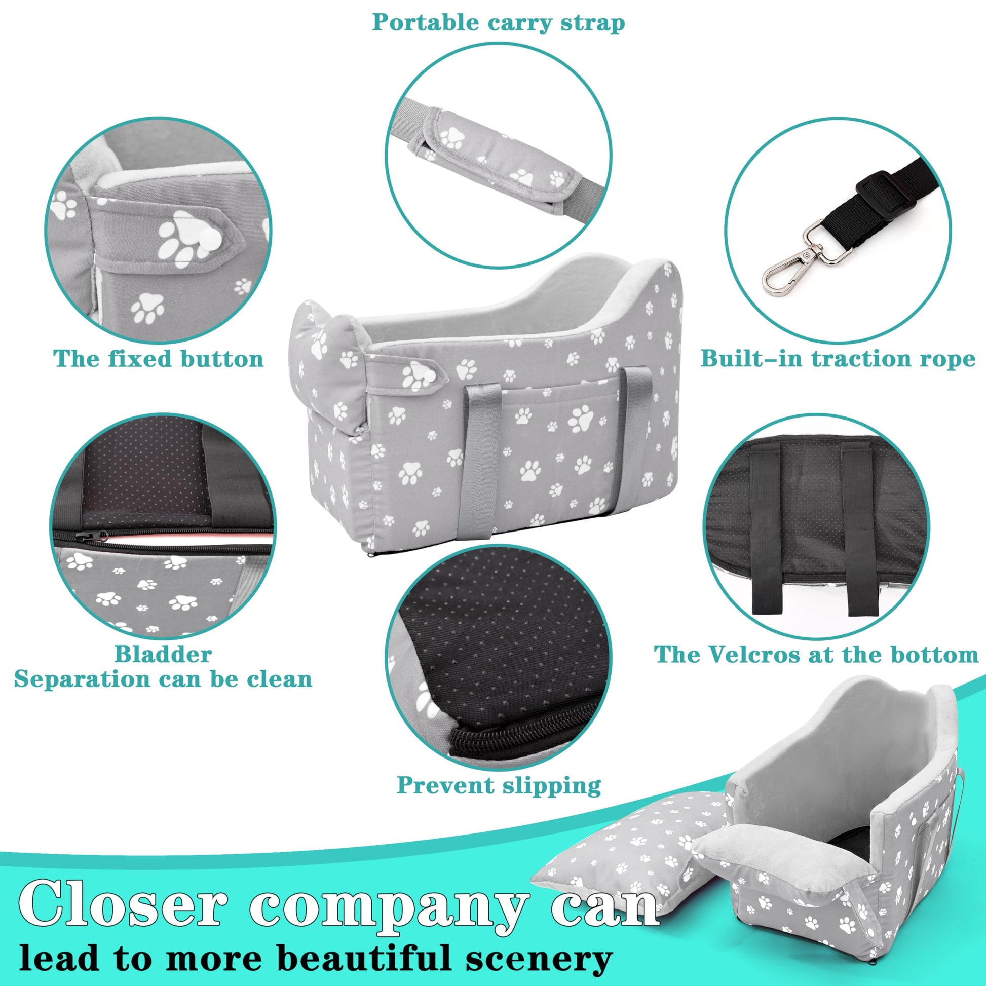 Cullaby Center Console Dog Car Booster Seat for Small Dogs 0- Seat
