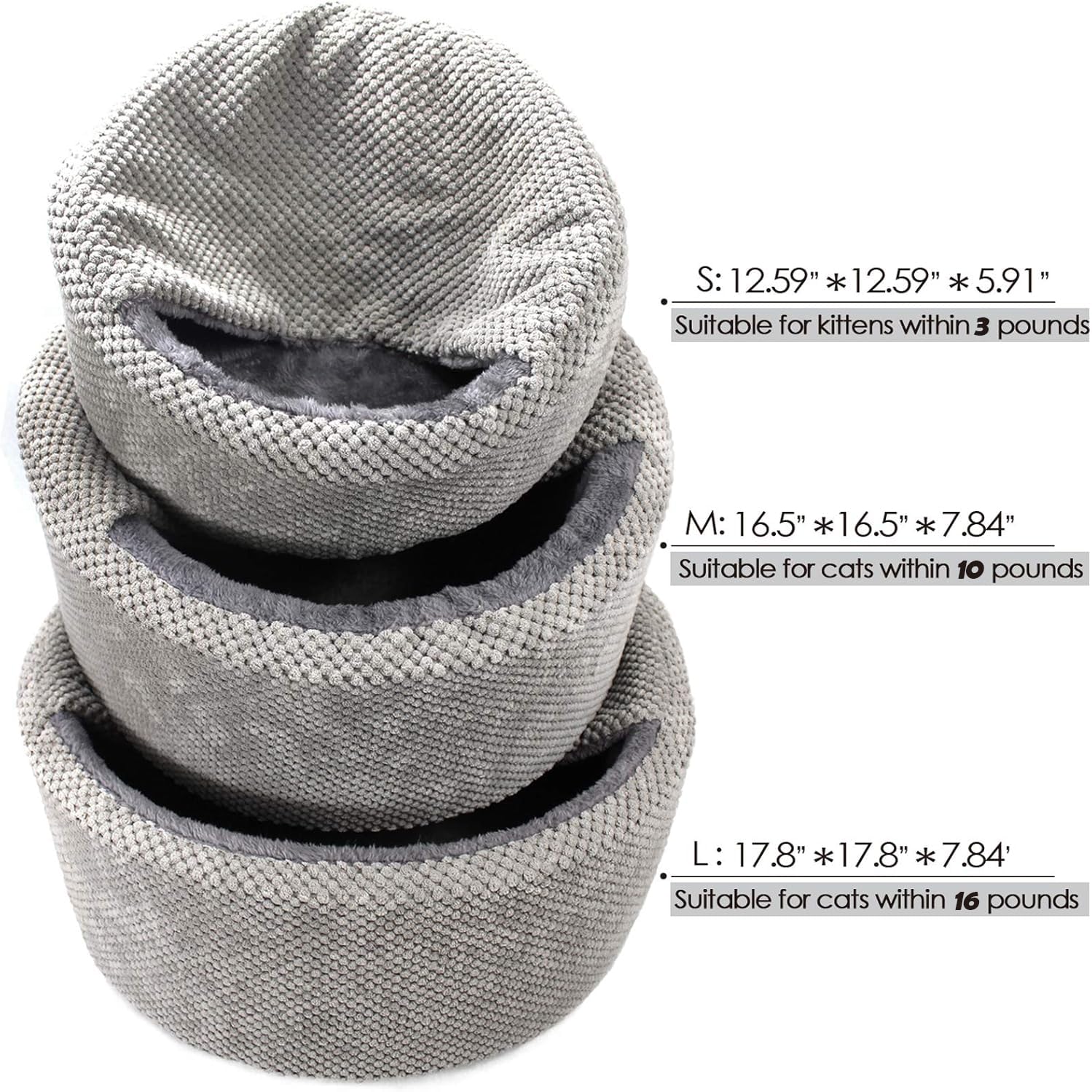 Winsterch Large Cat Bed Soft, Enclosed Washable cat Cave Bed
