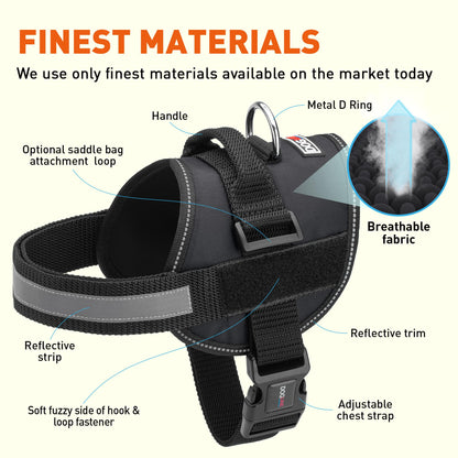 Dogline Dog Harness, Reflective No-Pull Adjustable Vest with Harness
