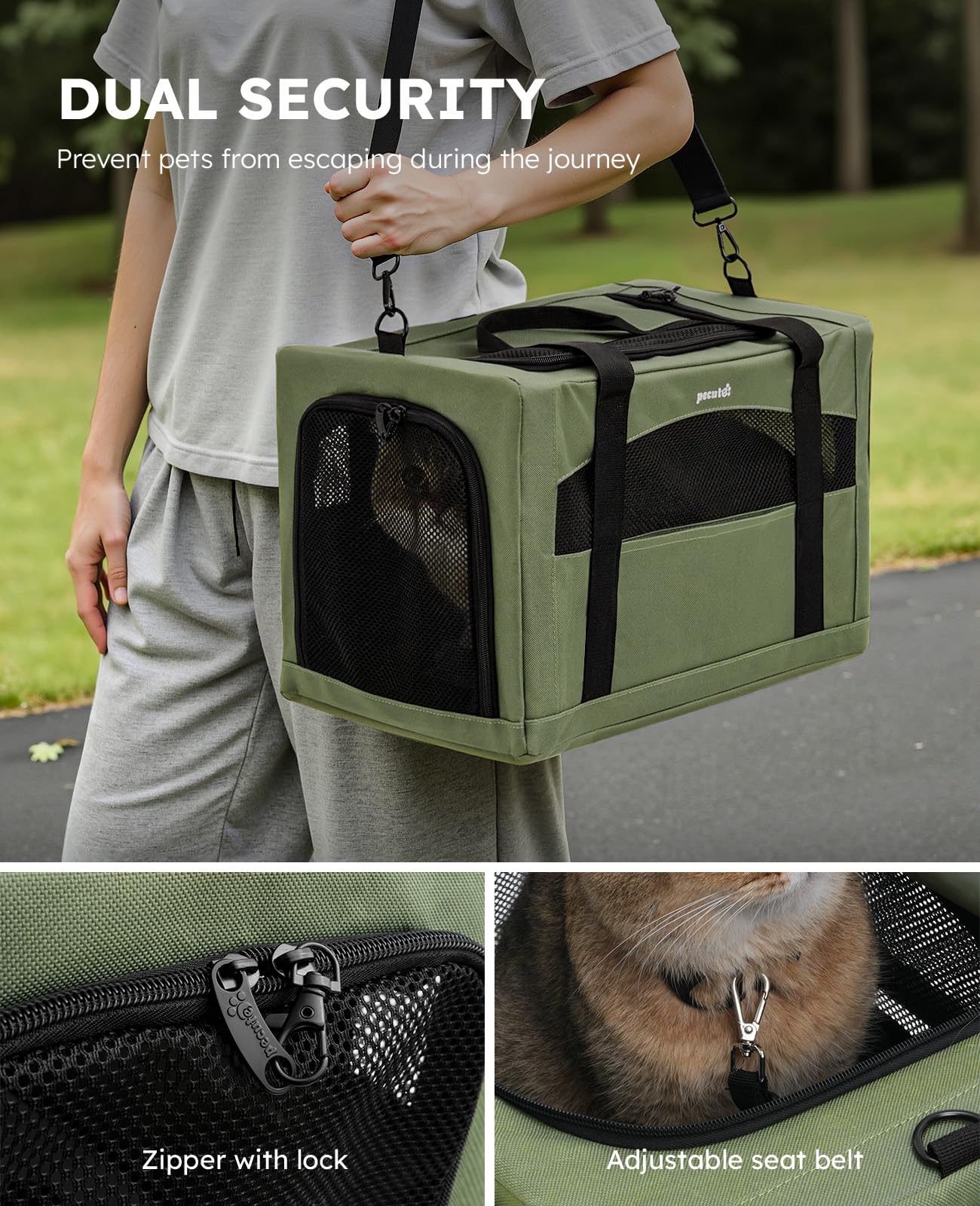 Pecute Cat Carrier Stable, Pet Carrier with Hidden Anxiety Relief Bag