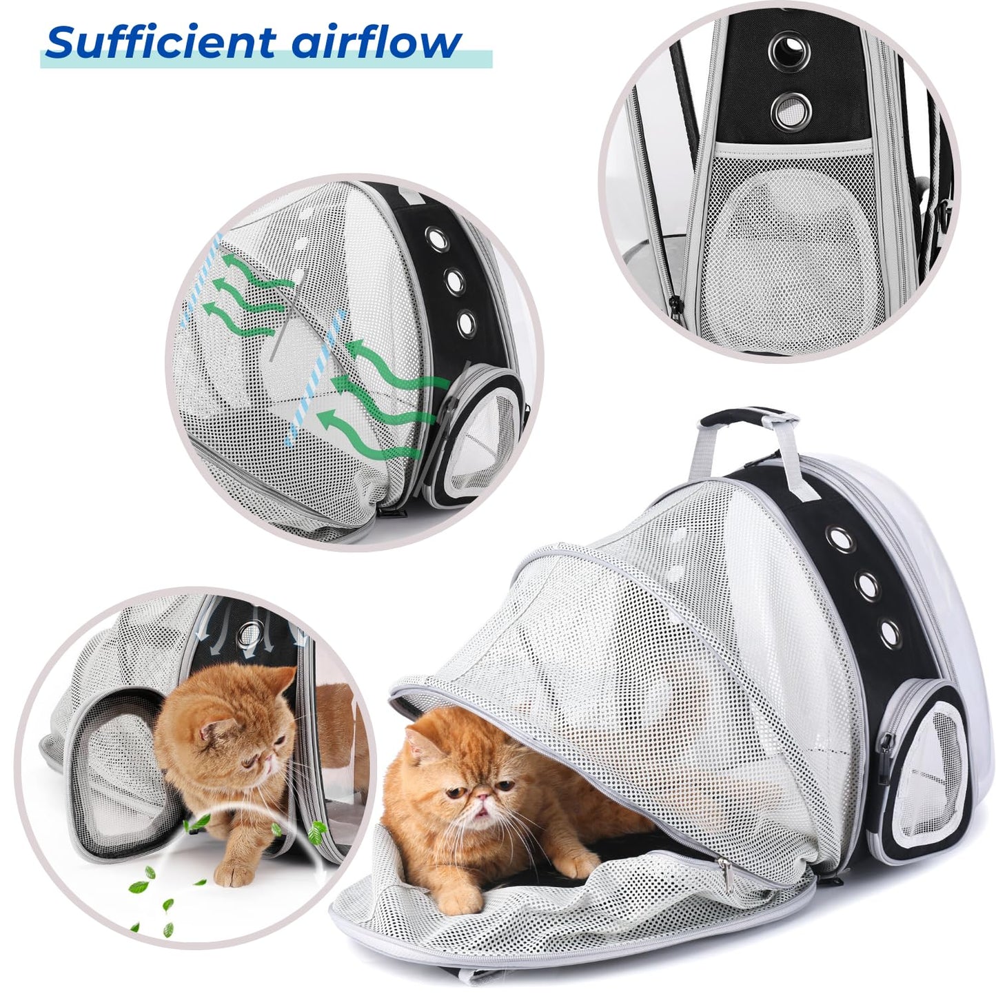 Lollimeow Cat Carrier Backpack, Expandable Bubble Pet Carrier