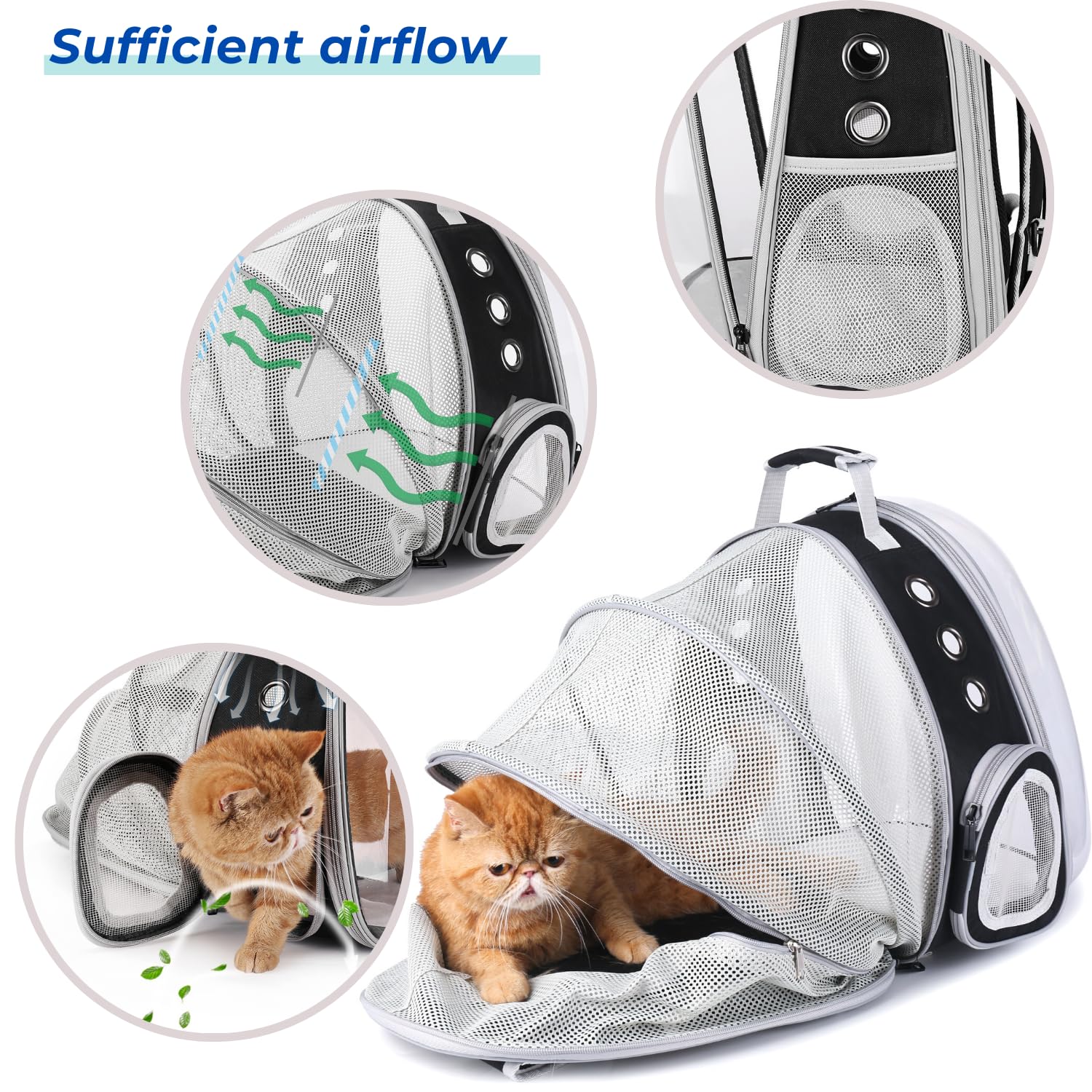 Lollimeow Cat Carrier Backpack, Expandable Bubble Pet Carrier