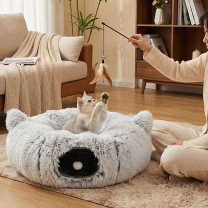 3-in-1 Cat Tunnel Bed Cat Tunnels Cat Beds for Indoor Cats with Bed
