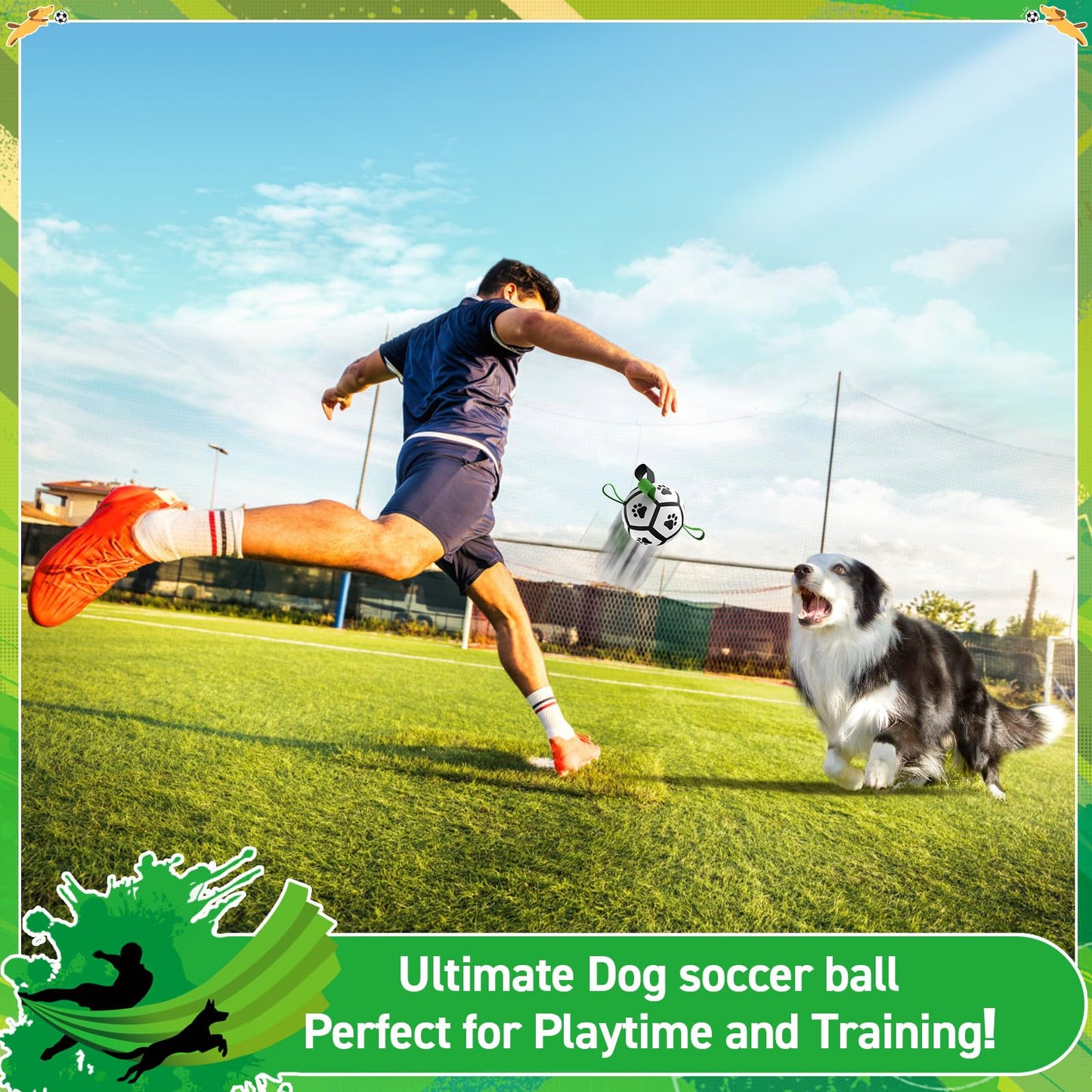 QDAN Dog Toys Balls with Bell Inside, Squeaky Dog Balls for Tug Balls