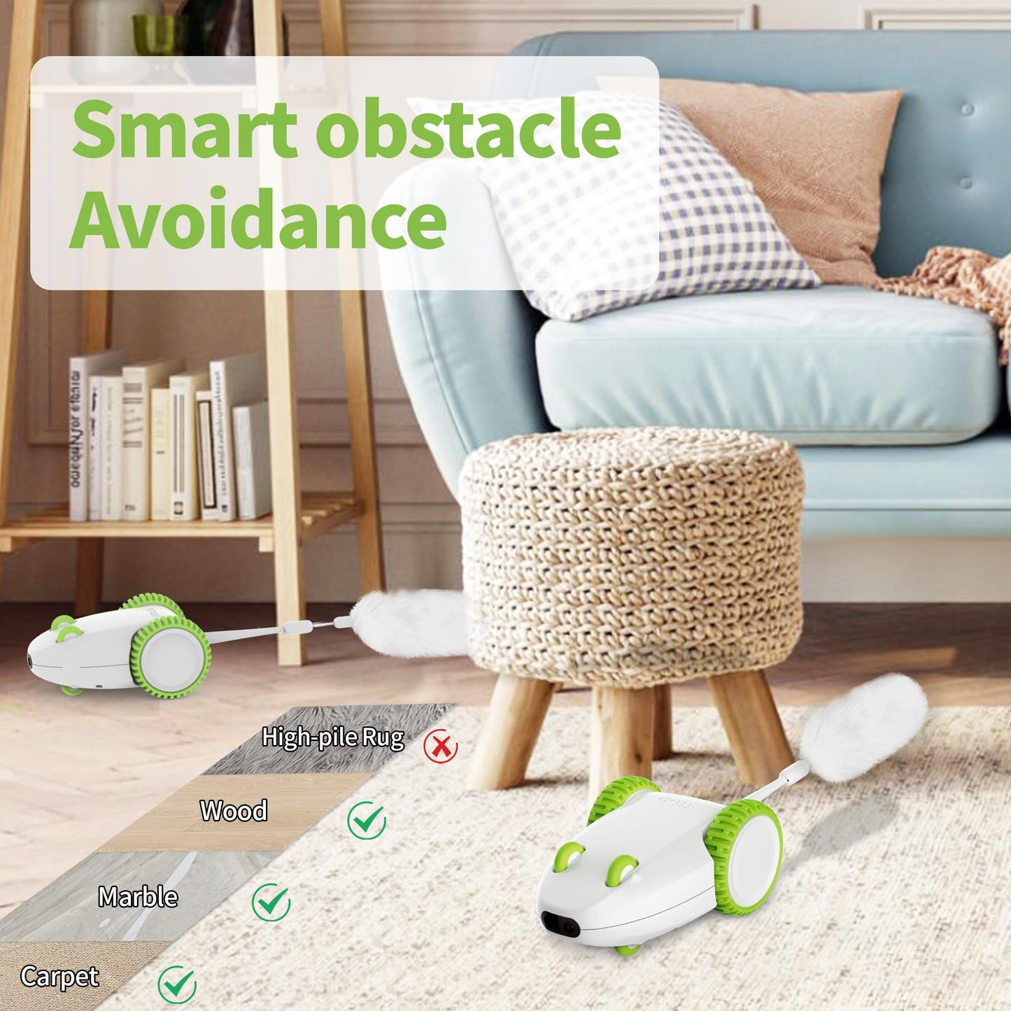 PETGEEK Automatic Cat Mouse Toys Interactive Cat Toys for Indoor Wand