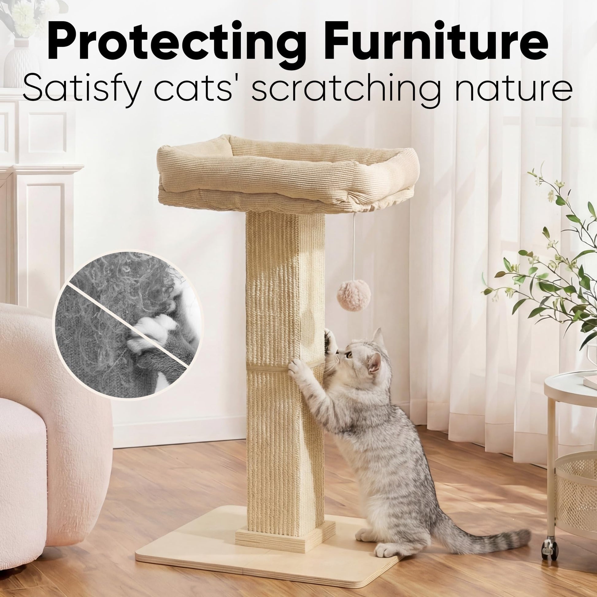 FUKUMARU Cat Scratching Post, Modern Style Tall Scratch Posts