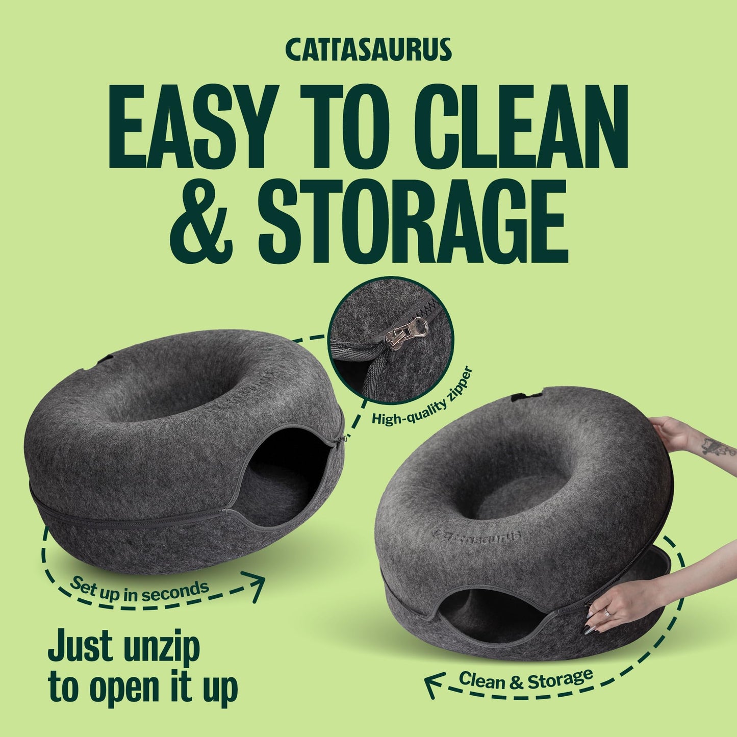 Cattasaurus Peekaboo Cat Cave for Multiple Large Cats Up to 30 Bed