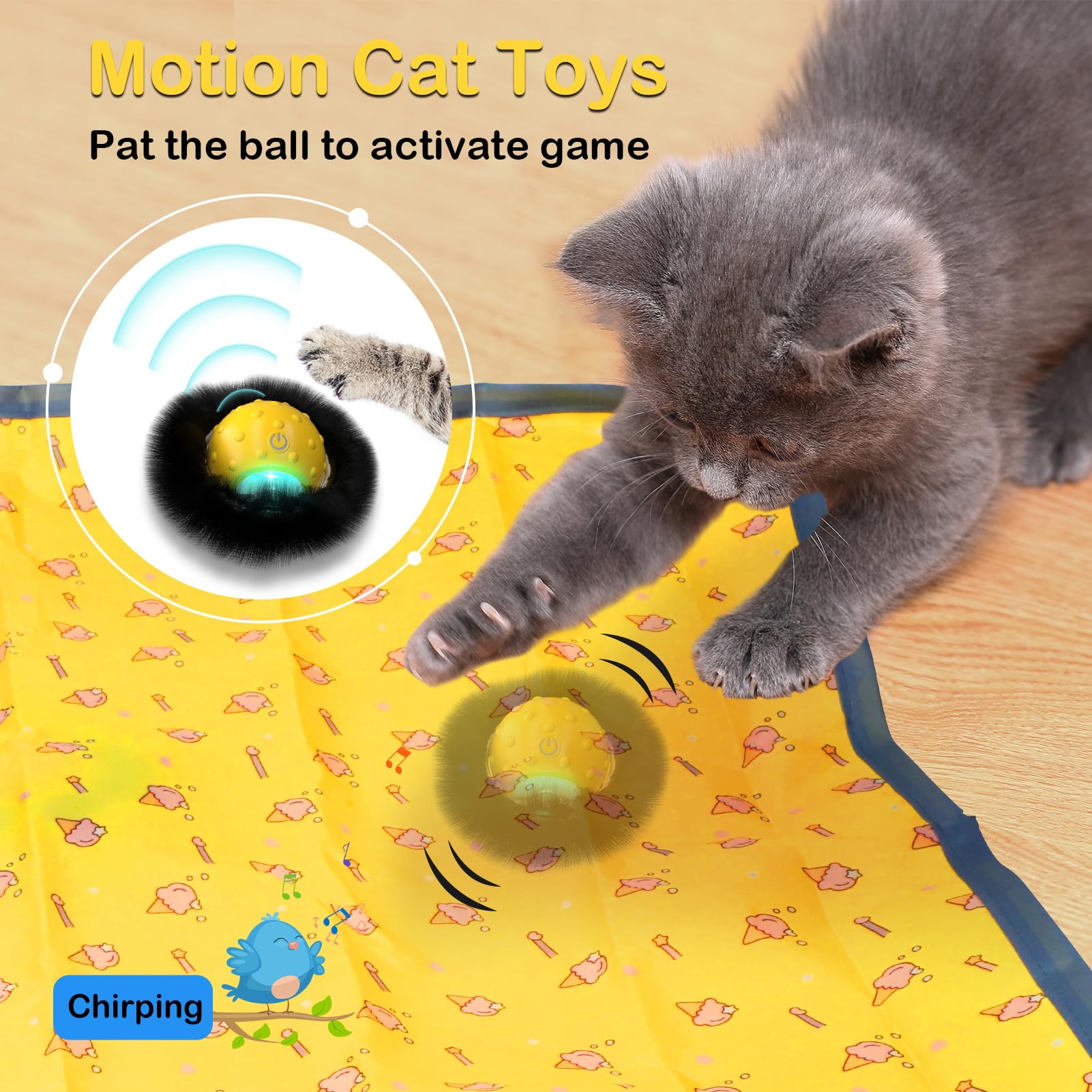 Muhhiba Interactive Cat Toys for Indoor Cats, Electric Cat Ball Ball