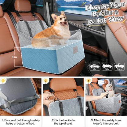 INDYBUD Dog Car Seat for Small/Medium Dogs up to Memory Foam Seat