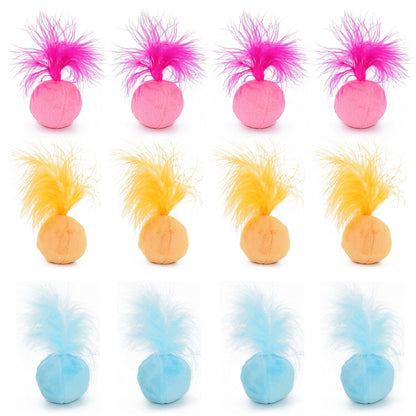 PETFAVORITES Furry Rattle Ball Cat Toy with Feather and Catnip