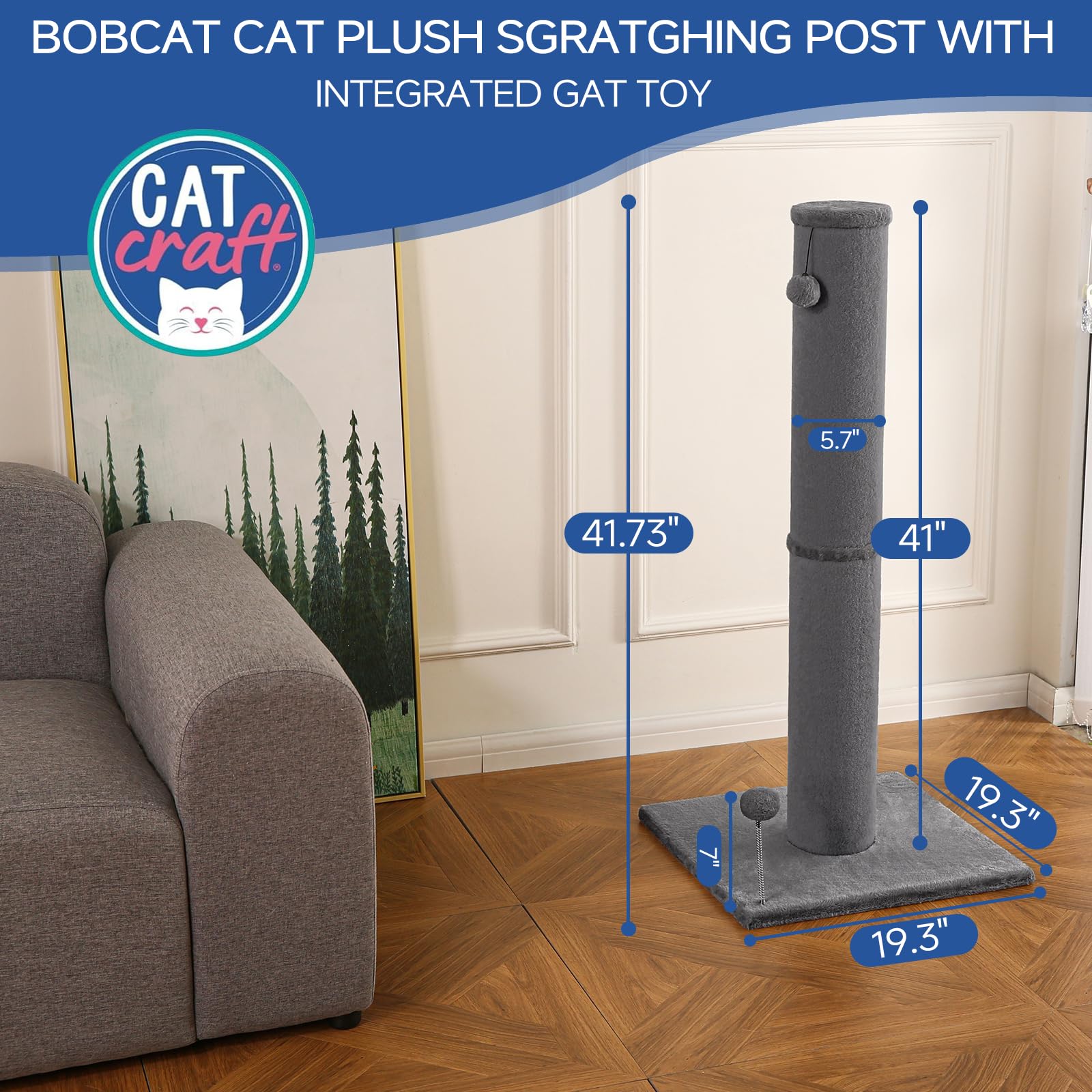 Cat Craft Cat Scratching Post Carpet Scratching Post 41" for Scratcher