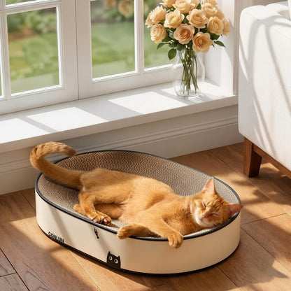 Conlun Large Oval Cat Scratcher Bowl, Cardboard Cat Scratching Pad