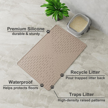 OHMO Cat Litter Mat XXL Trapping Mat Silicone Rubber 37.5x25.2 Mat