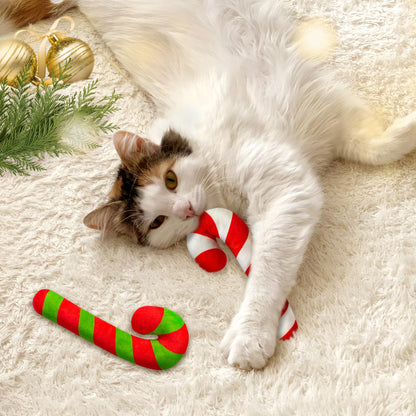 MALLMALL6 2Pcs Christmas Candy Cane Catnip Toys Gift for Cat, Catnip