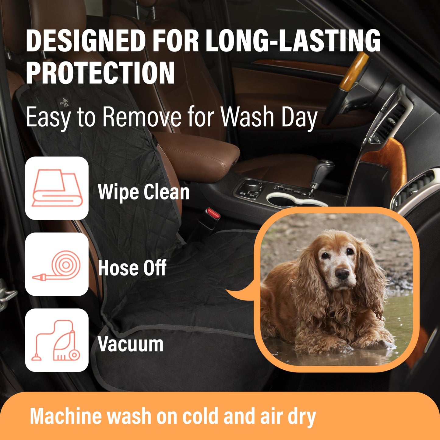 Active Pets Dog Car Seat Cover, Waterproof Front Seat Protector Seat