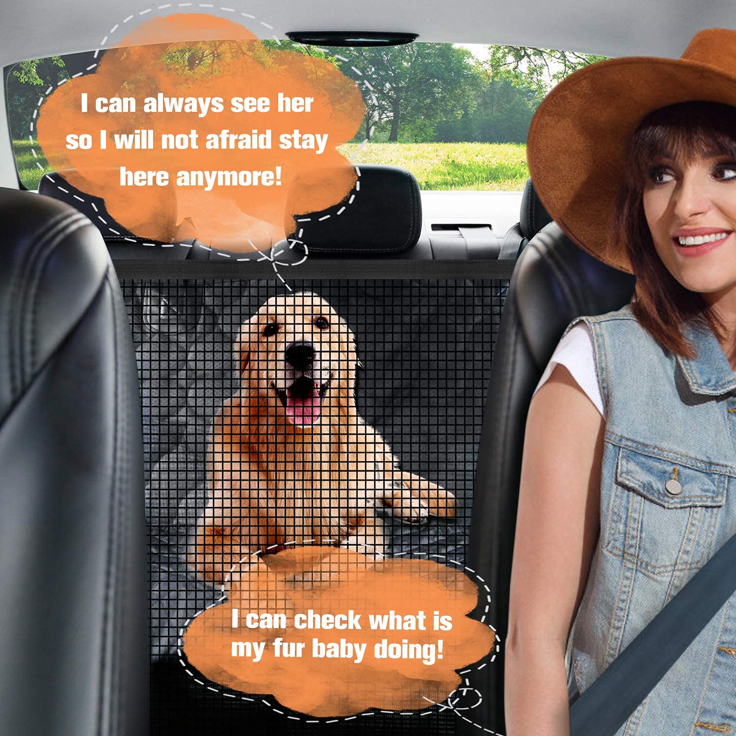 PETICON Dog Car Seat Cover with Mesh Window, Waterproof Pet Seat Cover
