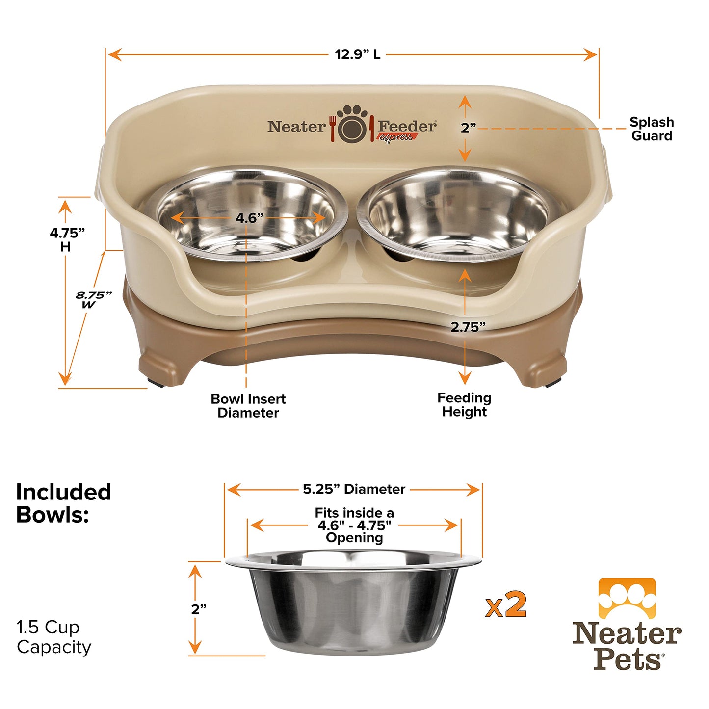 Neater Feeder Express Mess Proof Dog Bowls Elevated for Small Bowl