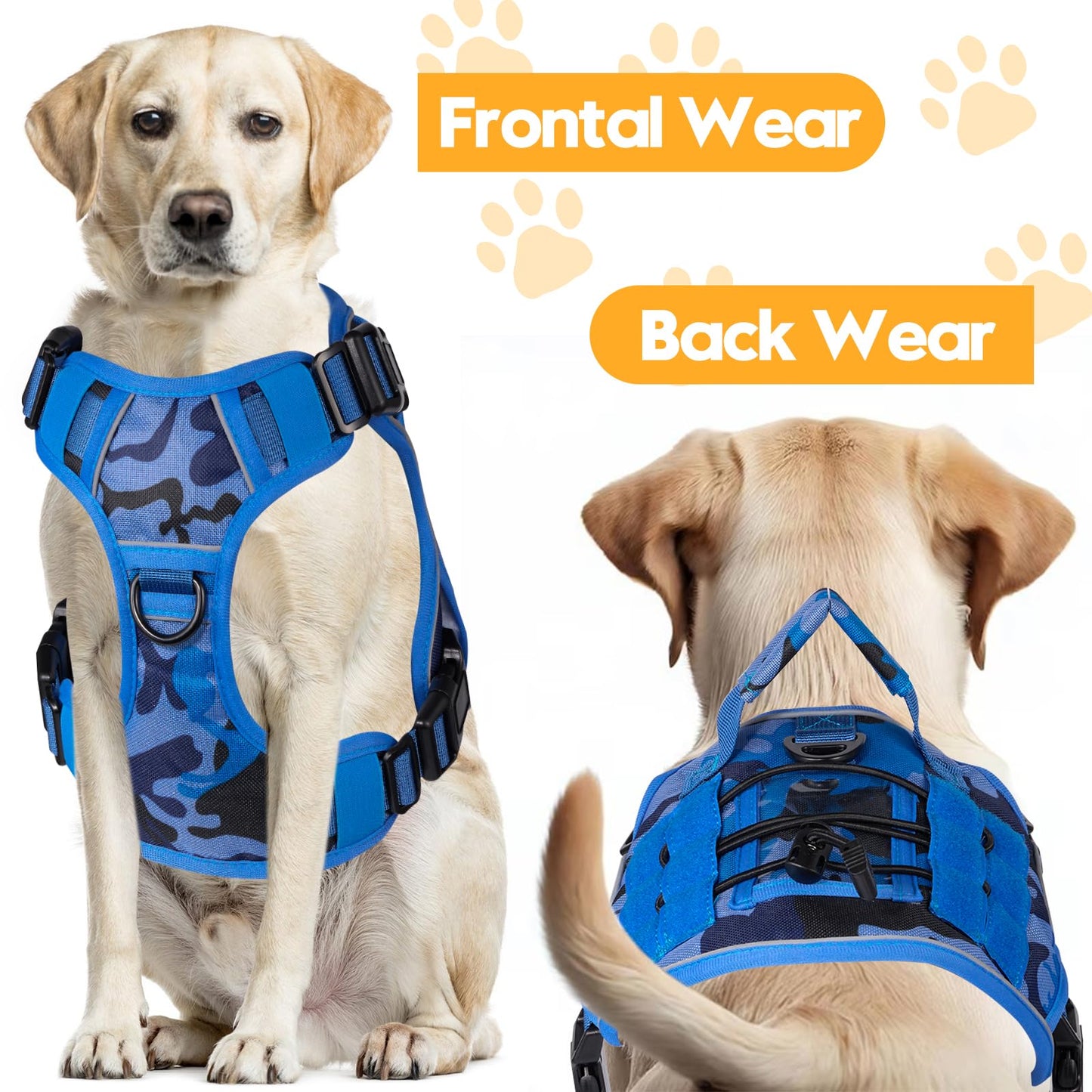Heavy-Duty Tactical Dog Harness for Large Dogs, No Pull Harness